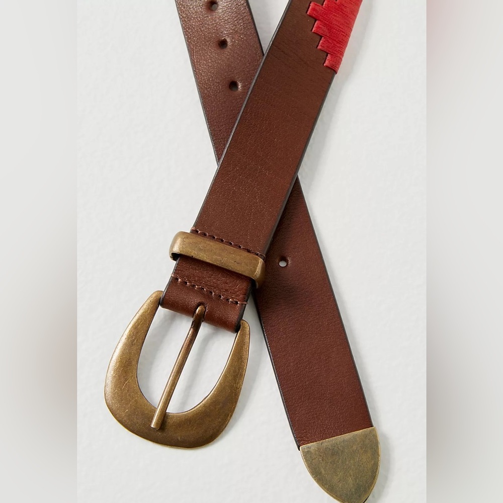 Free People Pink and Red Embroidered Western Belt - Picture 4 of 4